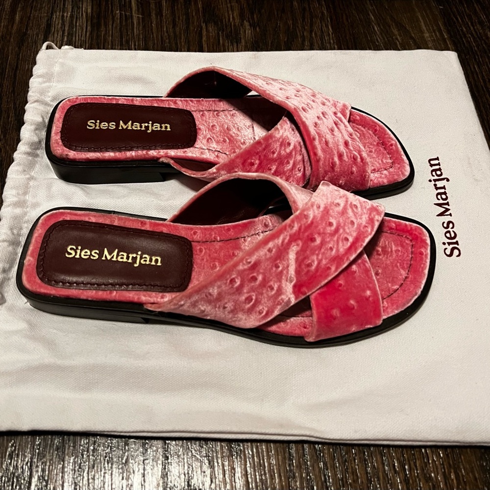 Sies Marjan Pink Cassie 20 Velvet Sandals, 37.5 - Picture 5 of 6